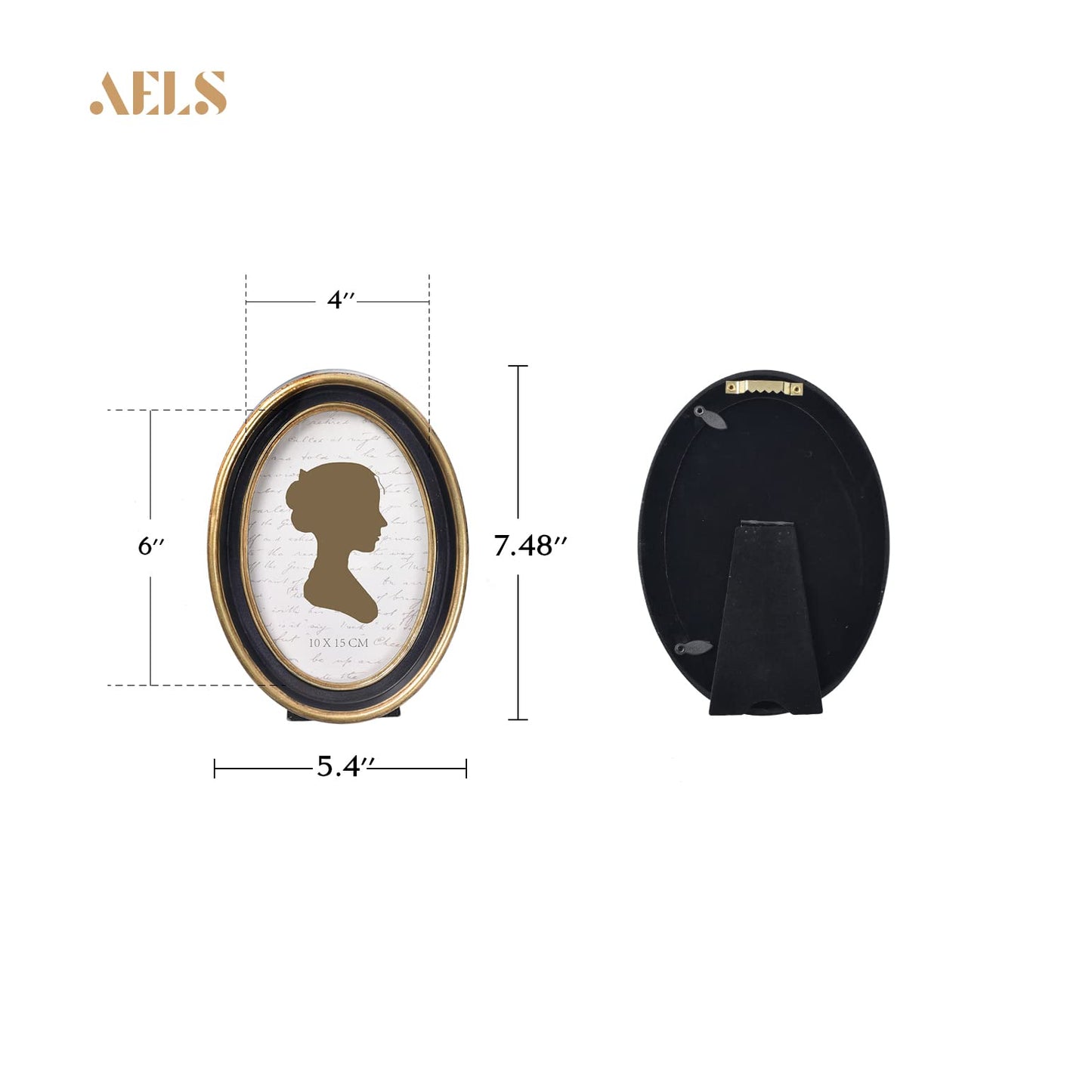 AELS 4x4 Inch Vintage Picture Frame, Elegant Antique Photo Frames with Glass Front, Photo Display, Tabletop Wall Hanging, Gift Ideas, Off-white Oval with Gold Trim