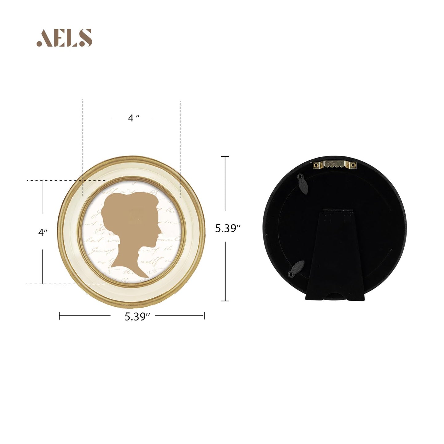AELS 4x4 Inch Vintage Picture Frame, Elegant Antique Photo Frames with Glass Front, Photo Display, Tabletop Wall Hanging, Gift Ideas, Off-white Oval with Gold Trim