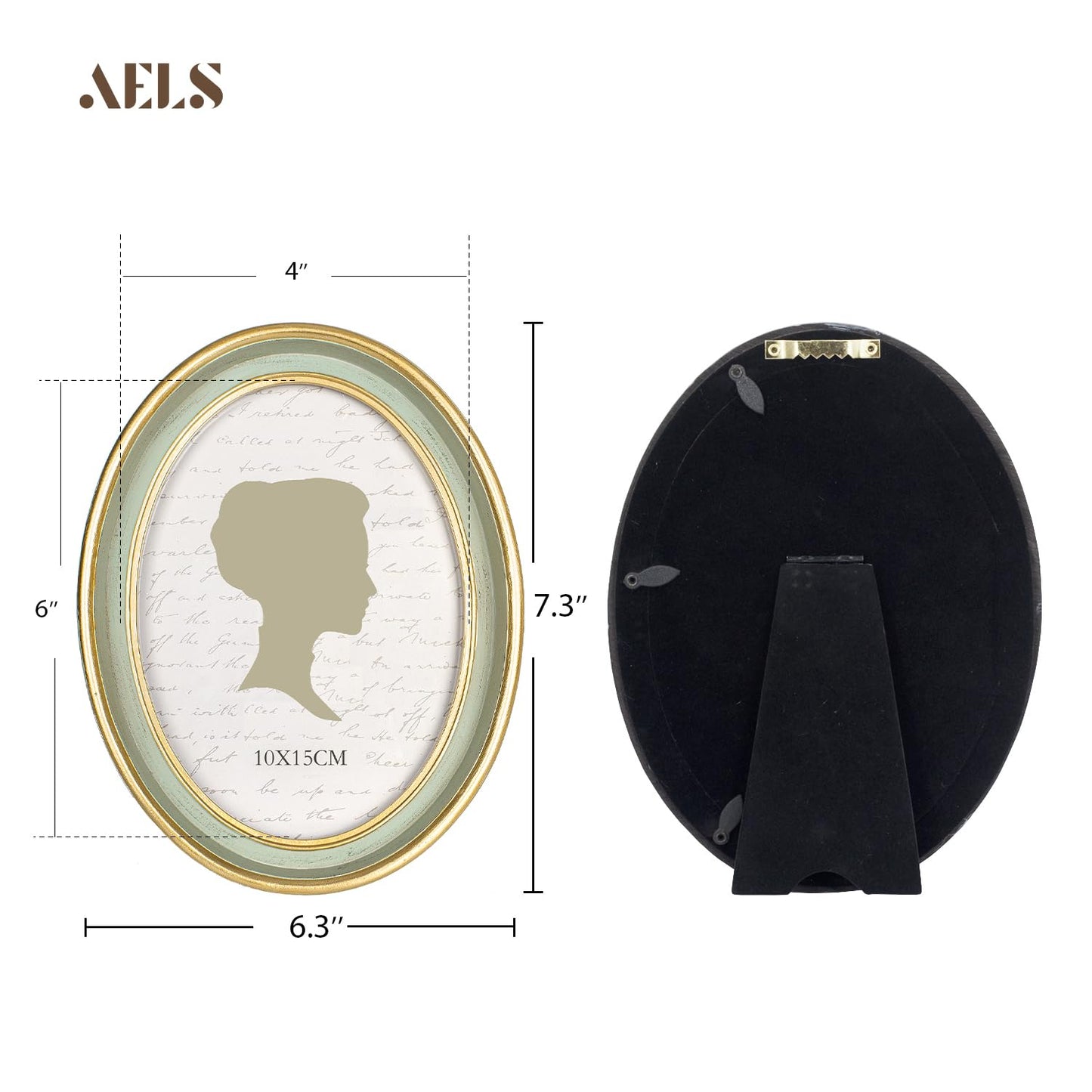 AELS 4x4 Inch Vintage Picture Frame, Elegant Antique Photo Frames with Glass Front, Photo Display, Tabletop Wall Hanging, Gift Ideas, Off-white Oval with Gold Trim