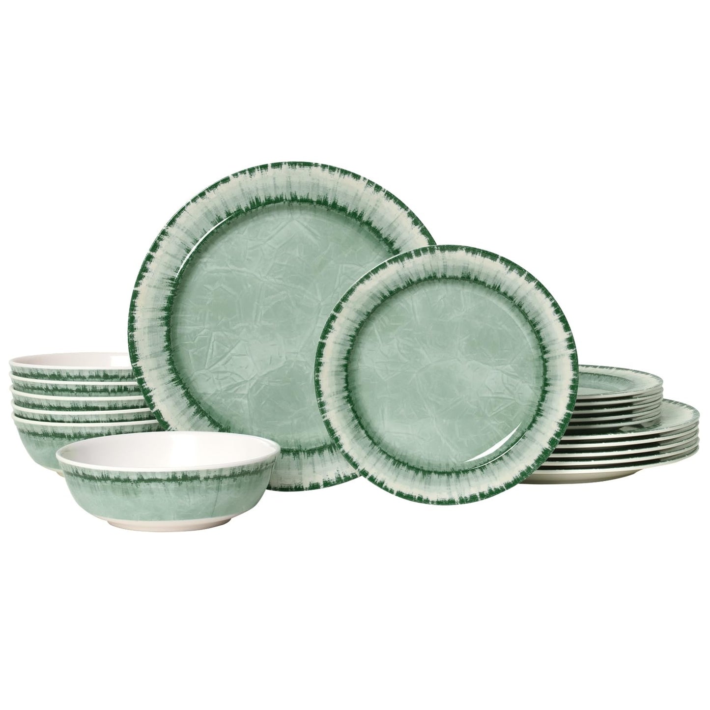 AELS Melamine Dinnerware Set of 12 Pcs Dinner Dishes Set for Indoor and Outdoor Use, Dishwasher Safe, Lightweight Unbreakable, BPA Free, Sage Green