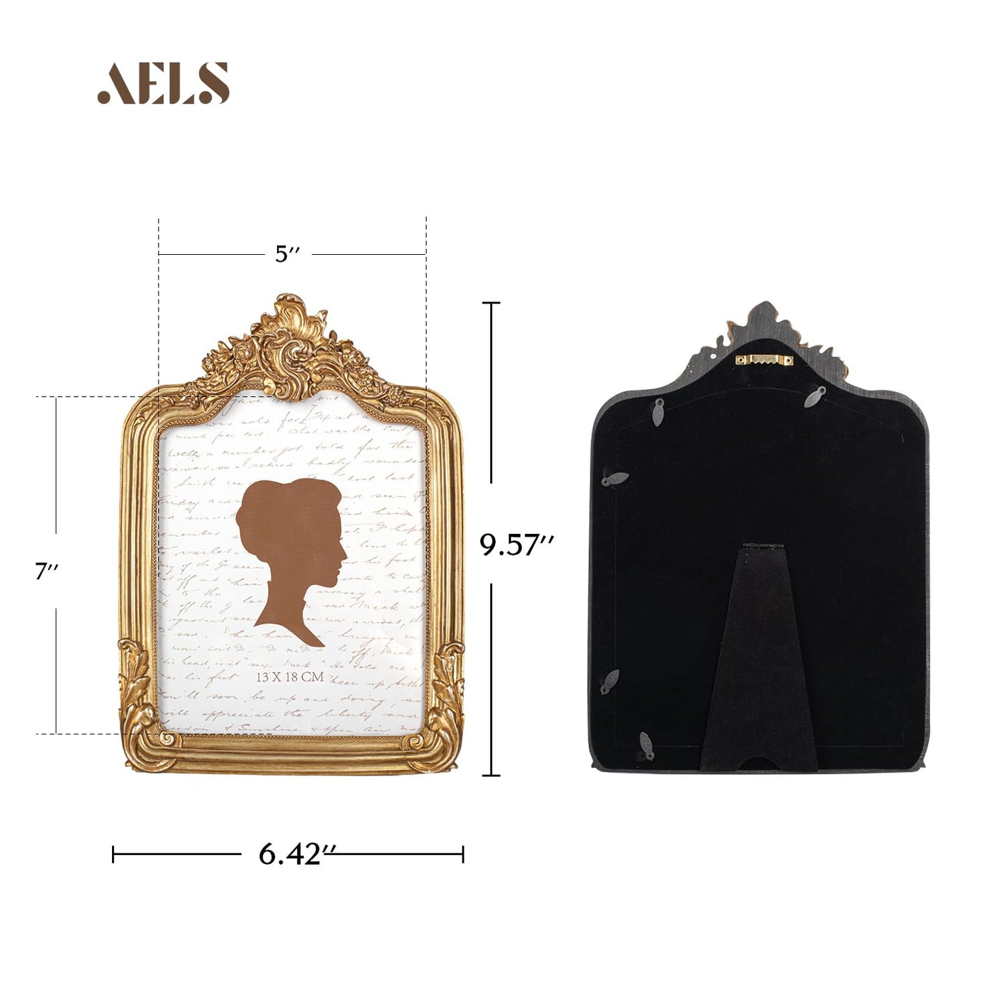 AELS 8x10 Inch Vintage Picture Frame, Elegant Antique Photo Frames with Glass Front, Photo Display, Tabletop Wall Hanging, Gift Ideas, Gold and Sage Green