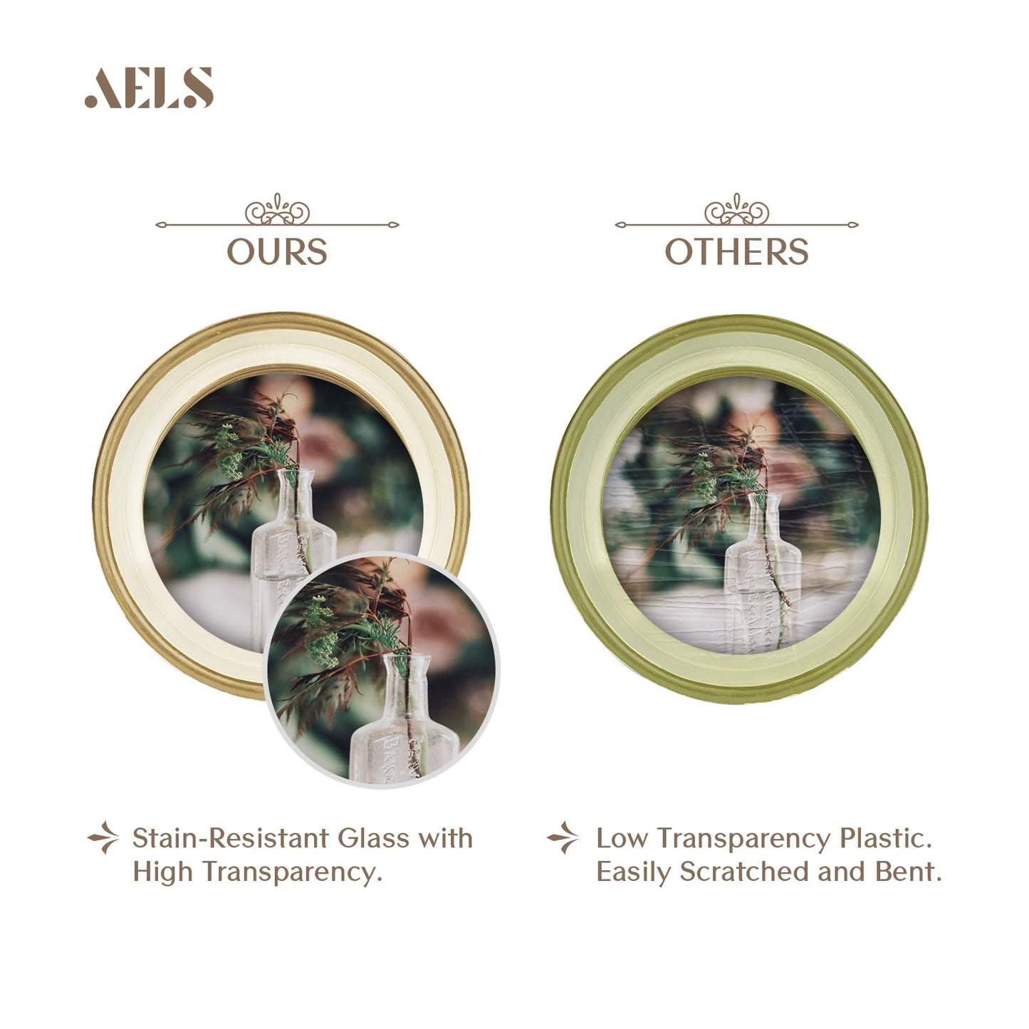 AELS 4x4 Inch Vintage Picture Frame, Elegant Antique Photo Frames with Glass Front, Photo Display, Tabletop Wall Hanging, Gift Ideas, Off-white Oval with Gold Trim