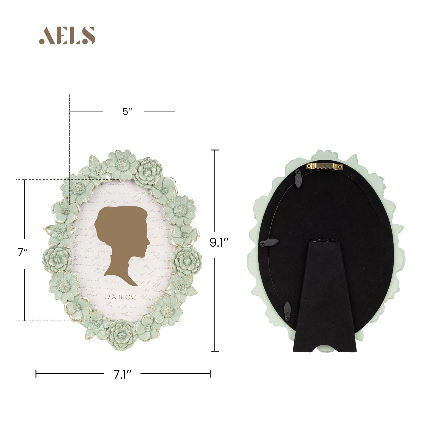 AELS 4x4 Inch Vintage Picture Frame, Elegant Antique Oval Photo Frames with Glass Front, Photo Display, Tabletop Wall Hanging, Gift Ideas, Gold Flower