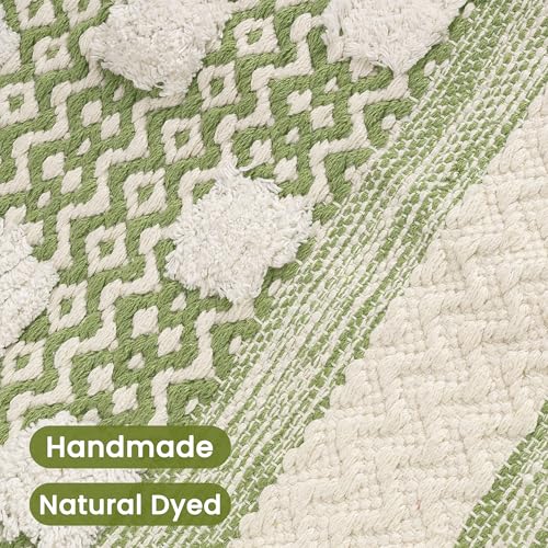 AELS Boho Decorative Throw Pillow Covers with Fringe 18x18, Mid Century Tufted Accent Pillow Case, Woven Textured Modern Farmhouse Neutral Cushion Case for Bed Couch Sofa, Beige