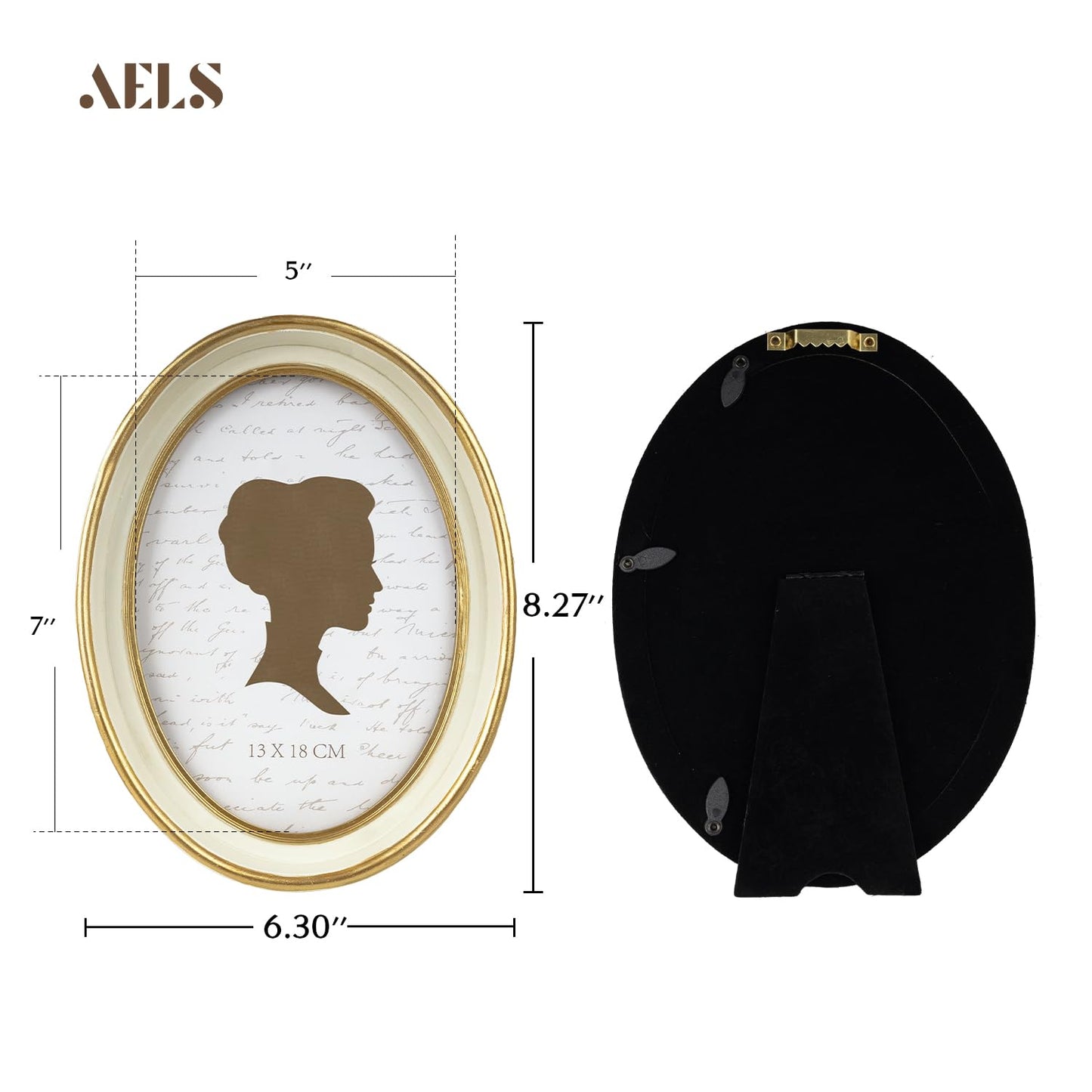 AELS 4x4 Inch Vintage Picture Frame, Elegant Antique Photo Frames with Glass Front, Photo Display, Tabletop Wall Hanging, Gift Ideas, Off-white Oval with Gold Trim