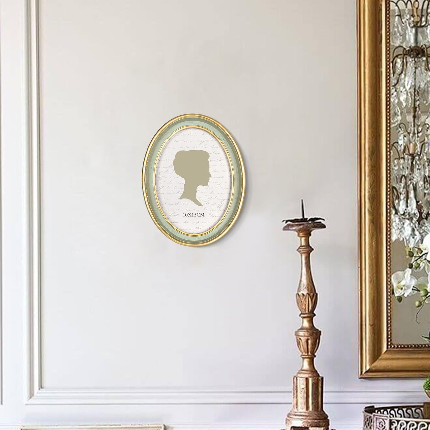 AELS 4x4 Inch Vintage Picture Frame, Elegant Antique Photo Frames with Glass Front, Photo Display, Tabletop Wall Hanging, Gift Ideas, Off-white Oval with Gold Trim