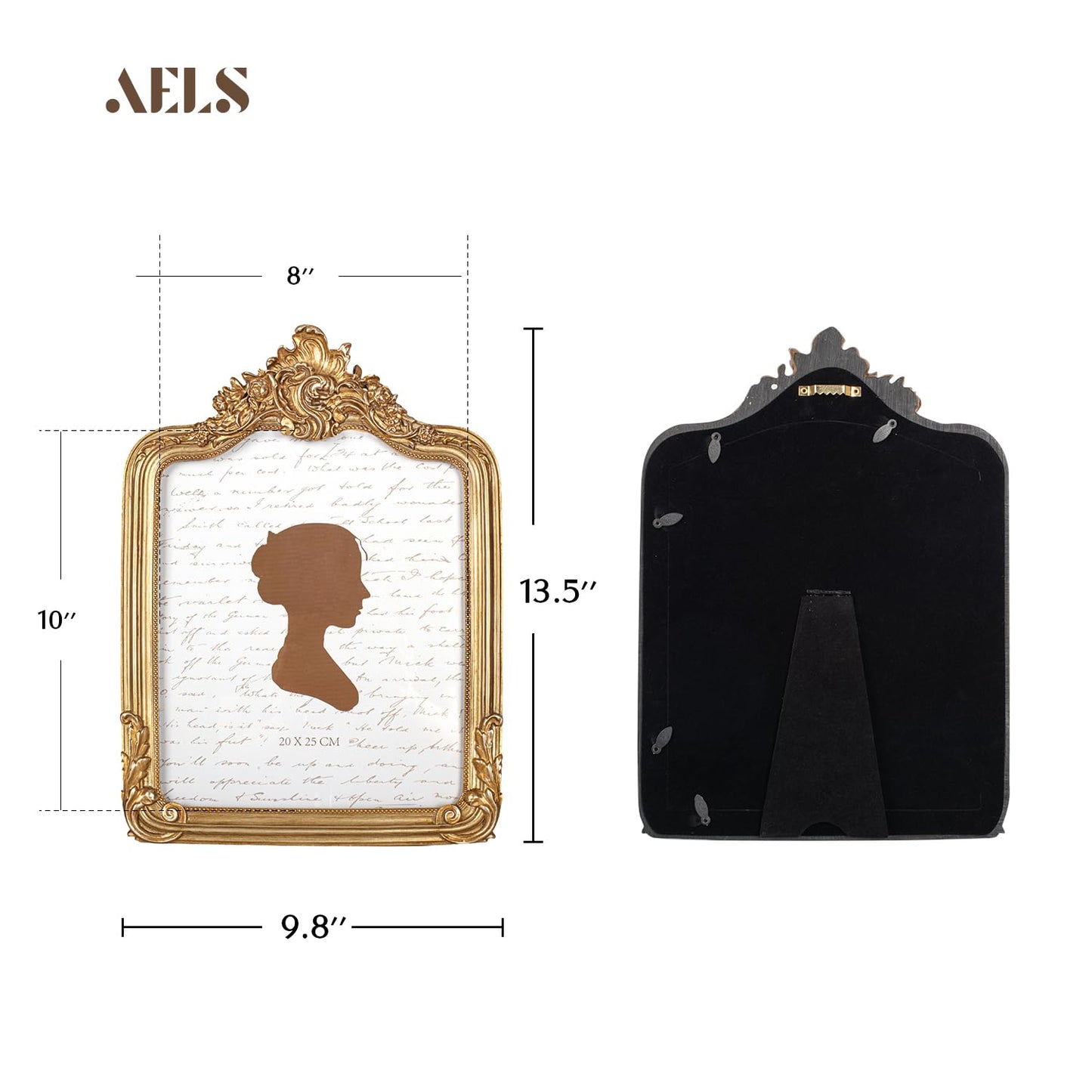 AELS 8x10 Inch Vintage Picture Frame, Elegant Antique Photo Frames with Glass Front, Photo Display, Tabletop Wall Hanging, Gift Ideas, Gold and Sage Green