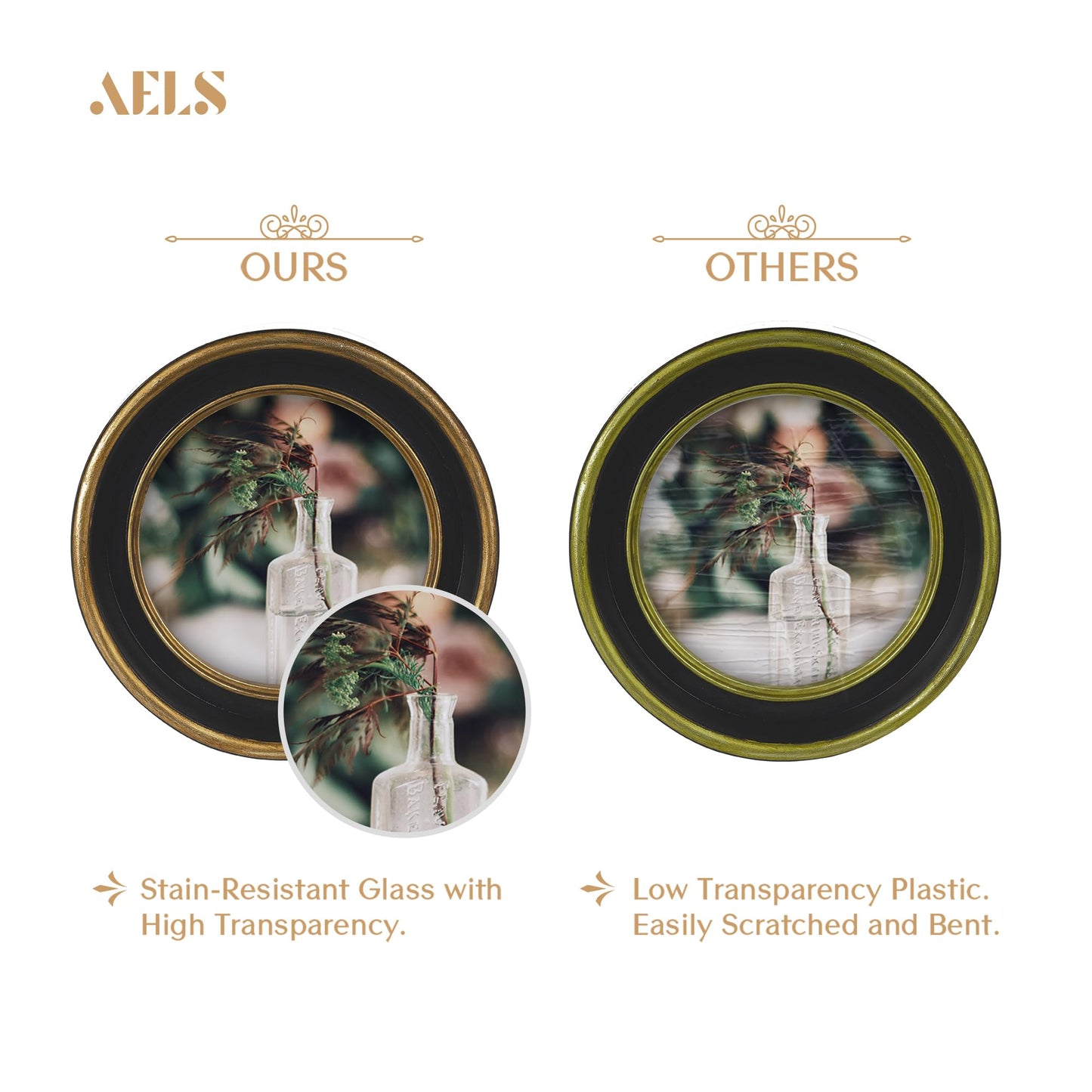 AELS 4x4 Inch Vintage Picture Frame, Elegant Antique Photo Frames with Glass Front, Photo Display, Tabletop Wall Hanging, Gift Ideas, Off-white Oval with Gold Trim