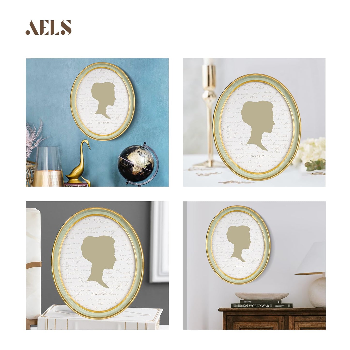 AELS 4x4 Inch Vintage Picture Frame, Elegant Antique Photo Frames with Glass Front, Photo Display, Tabletop Wall Hanging, Gift Ideas, Off-white Oval with Gold Trim