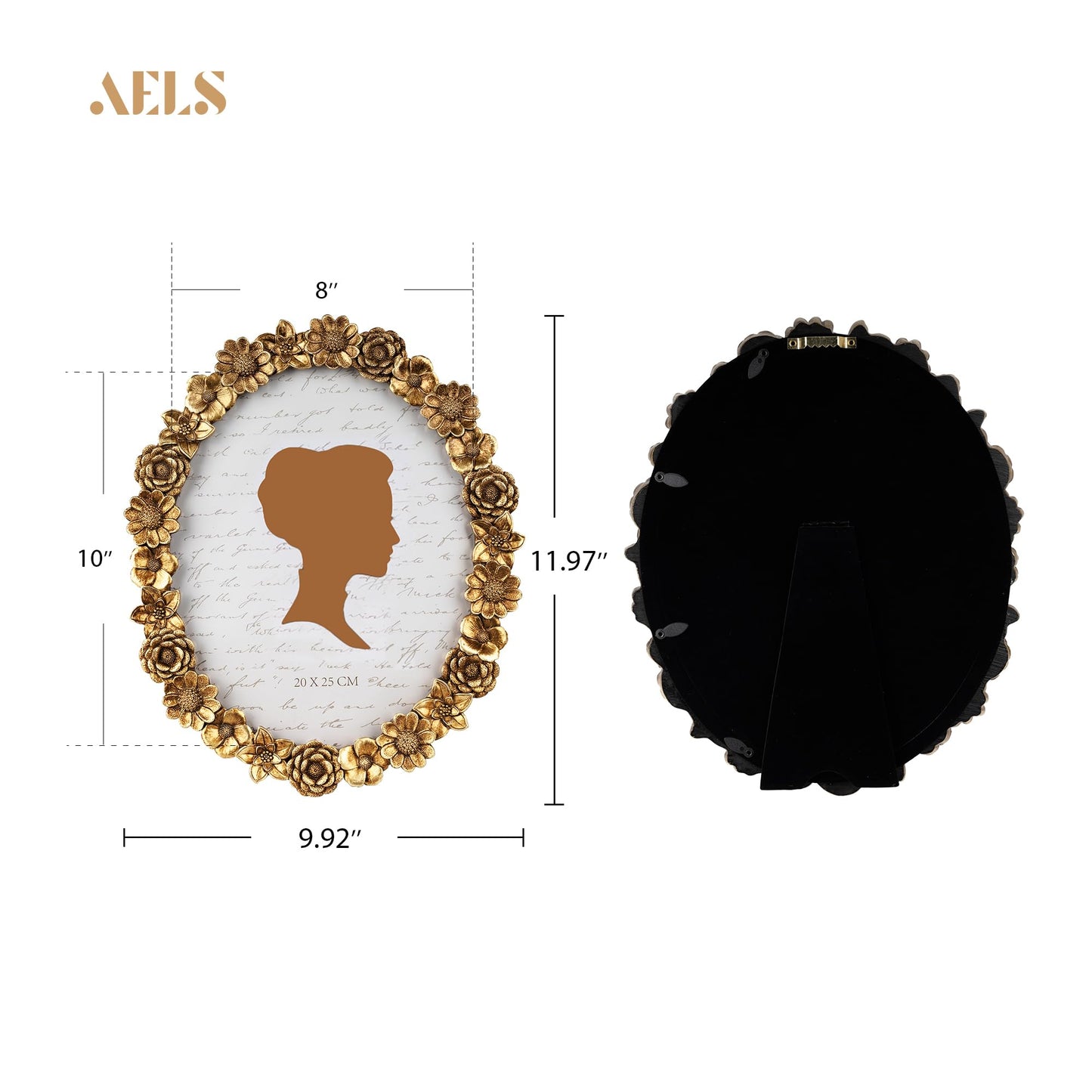 AELS 4x4 Inch Vintage Picture Frame, Elegant Antique Oval Photo Frames with Glass Front, Photo Display, Tabletop Wall Hanging, Gift Ideas, Gold Flower