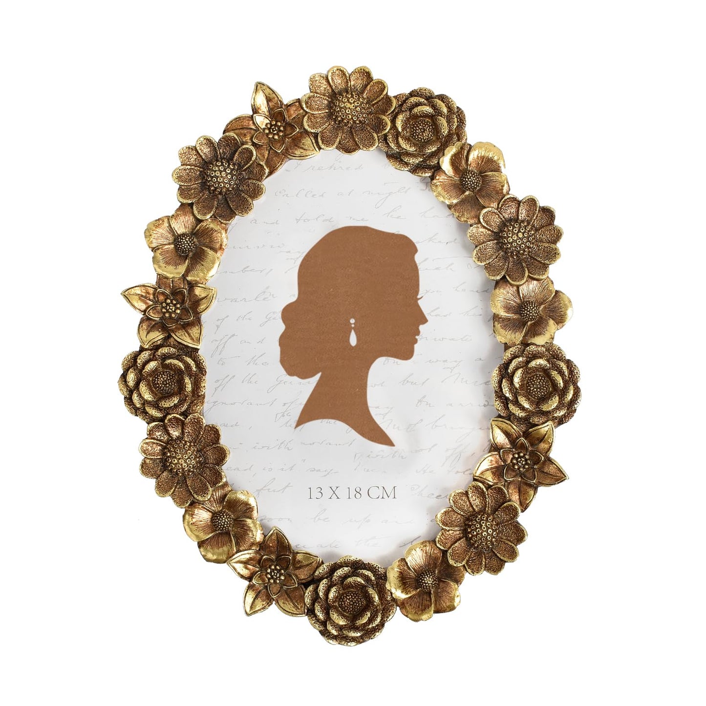 AELS 4x4 Inch Vintage Picture Frame, Elegant Antique Oval Photo Frames with Glass Front, Photo Display, Tabletop Wall Hanging, Gift Ideas, Gold Flower