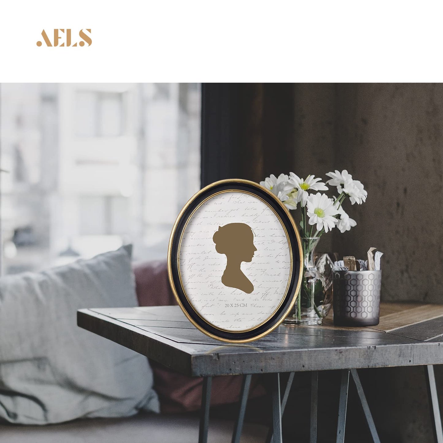 AELS 4x4 Inch Vintage Picture Frame, Elegant Antique Photo Frames with Glass Front, Photo Display, Tabletop Wall Hanging, Gift Ideas, Off-white Oval with Gold Trim