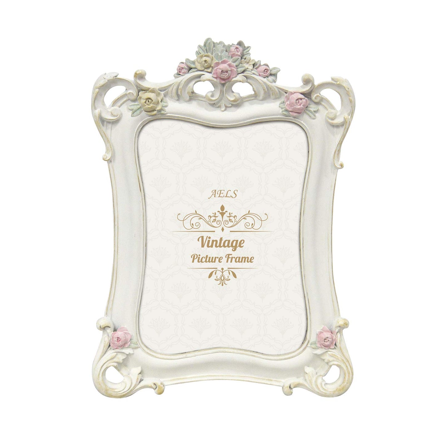 AELS 8x10 Inch Vintage Picture Frame, Elegant Antique Photo Frames with Glass Front, Photo Display, Tabletop Wall Hanging, Gift Ideas, White Rose with Vines