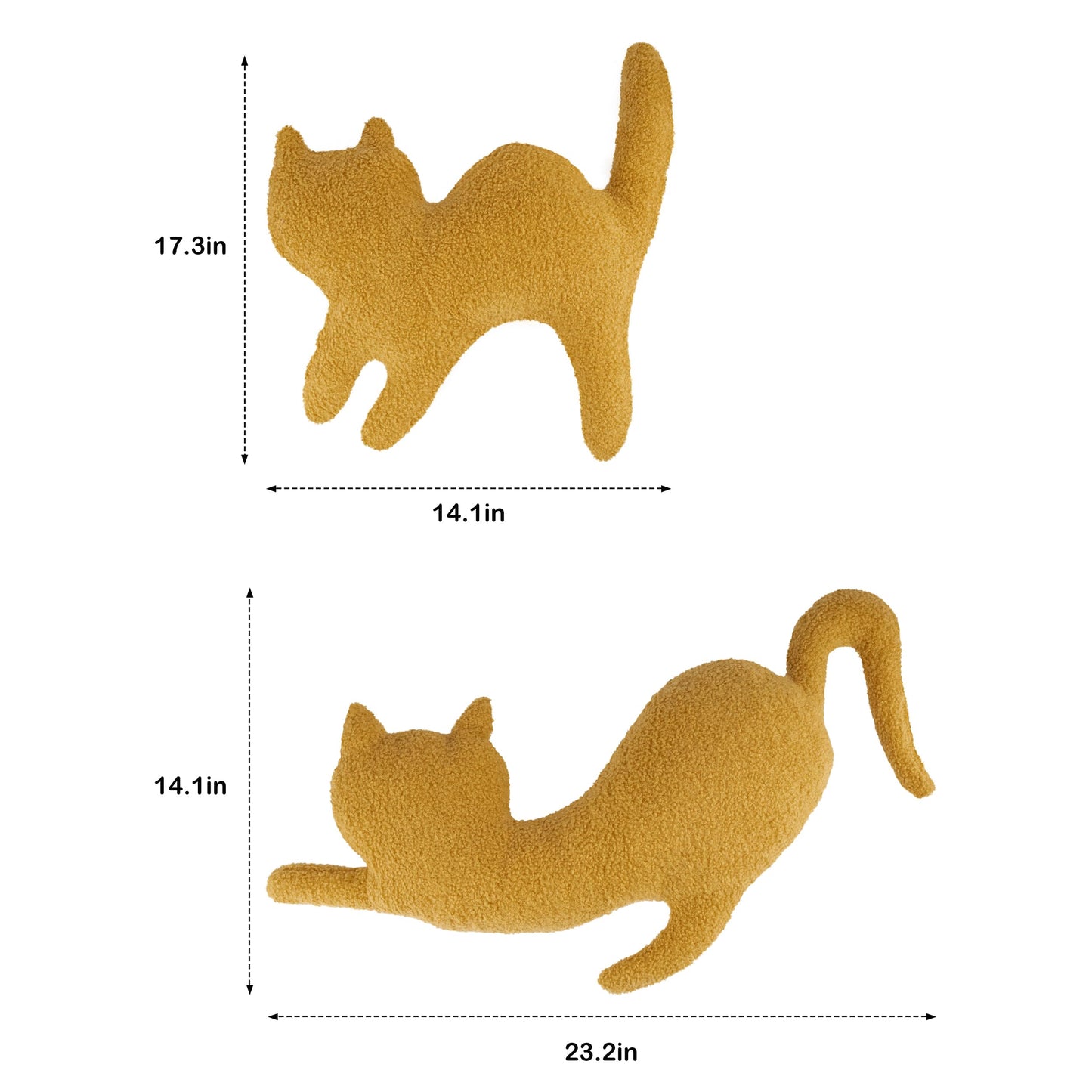 AELS Cat Shaped Chicken Nugget Pillow, 17.3" & 23.2" Set of 2, Cat Plush Pillow, Cute Kitten Throw Pillows for Sofa Couch Living Room Bedroom Nursery Party Decoration, Gift for Cat Lovers