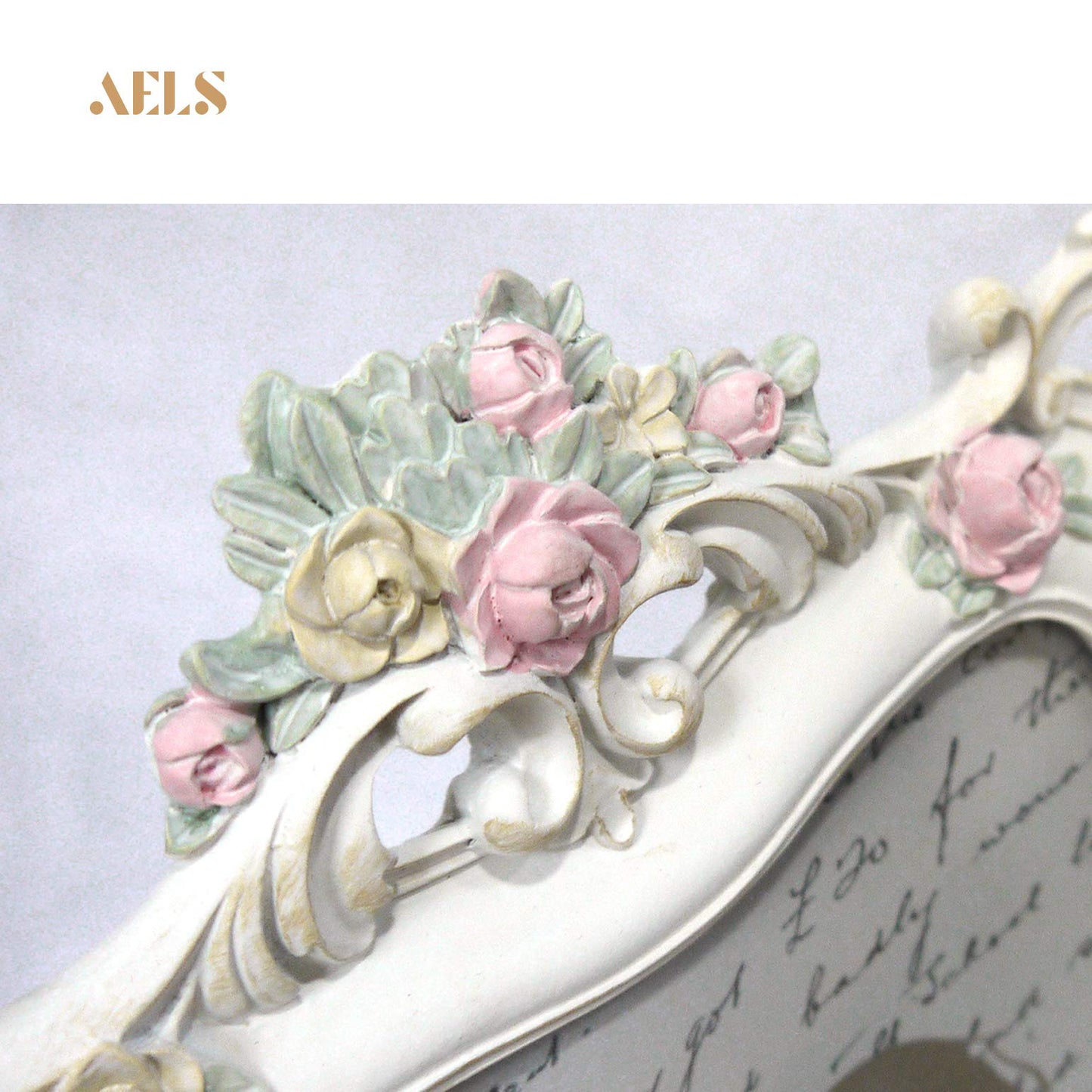 AELS 8x10 Inch Vintage Picture Frame, Elegant Antique Photo Frames with Glass Front, Photo Display, Tabletop Wall Hanging, Gift Ideas, White Rose with Vines