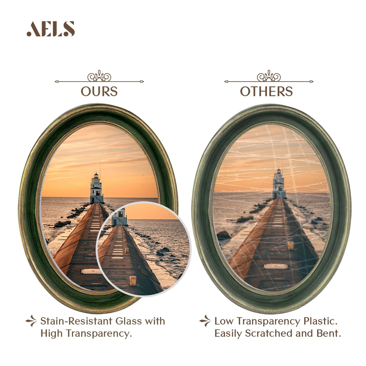 AELS 4x4 Inch Vintage Picture Frame, Elegant Antique Photo Frames with Glass Front, Photo Display, Tabletop Wall Hanging, Gift Ideas, Off-white Oval with Gold Trim