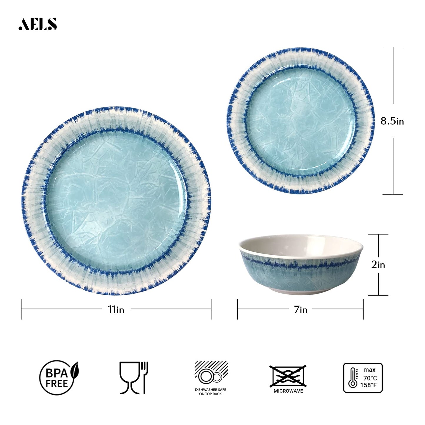 AELS Melamine Dinnerware Set of 12 Pcs Dinner Dishes Set for Indoor and Outdoor Use, Dishwasher Safe, Lightweight Unbreakable, BPA Free, Sage Green