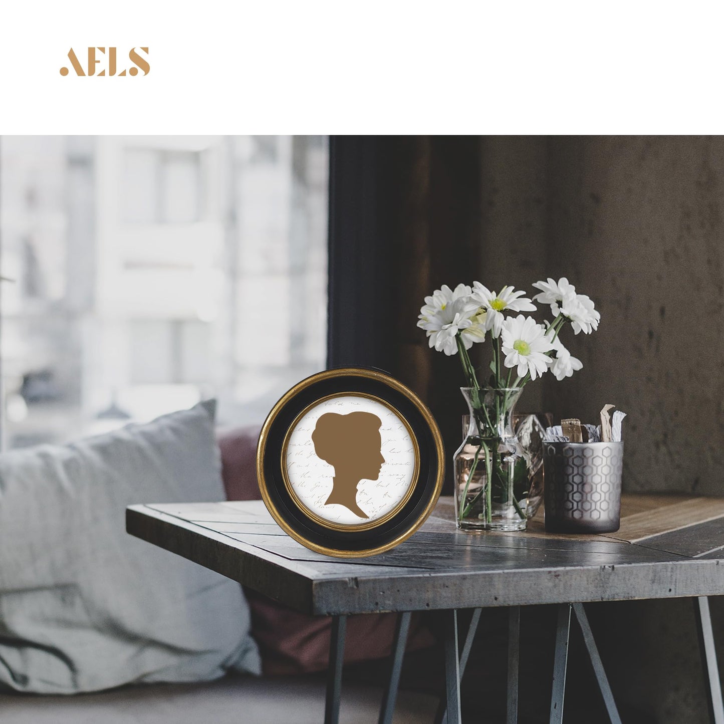 AELS 4x4 Inch Vintage Picture Frame, Elegant Antique Photo Frames with Glass Front, Photo Display, Tabletop Wall Hanging, Gift Ideas, Off-white Oval with Gold Trim