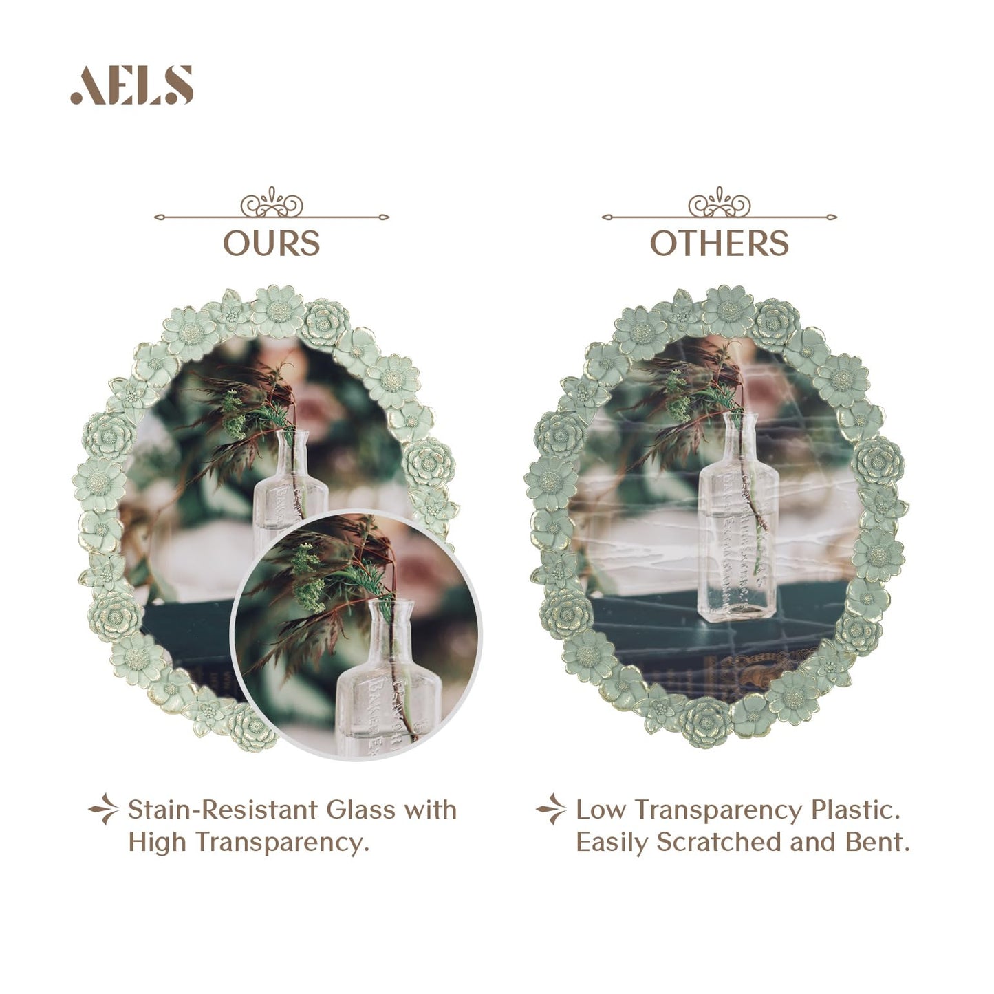 AELS 4x4 Inch Vintage Picture Frame, Elegant Antique Oval Photo Frames with Glass Front, Photo Display, Tabletop Wall Hanging, Gift Ideas, Gold Flower
