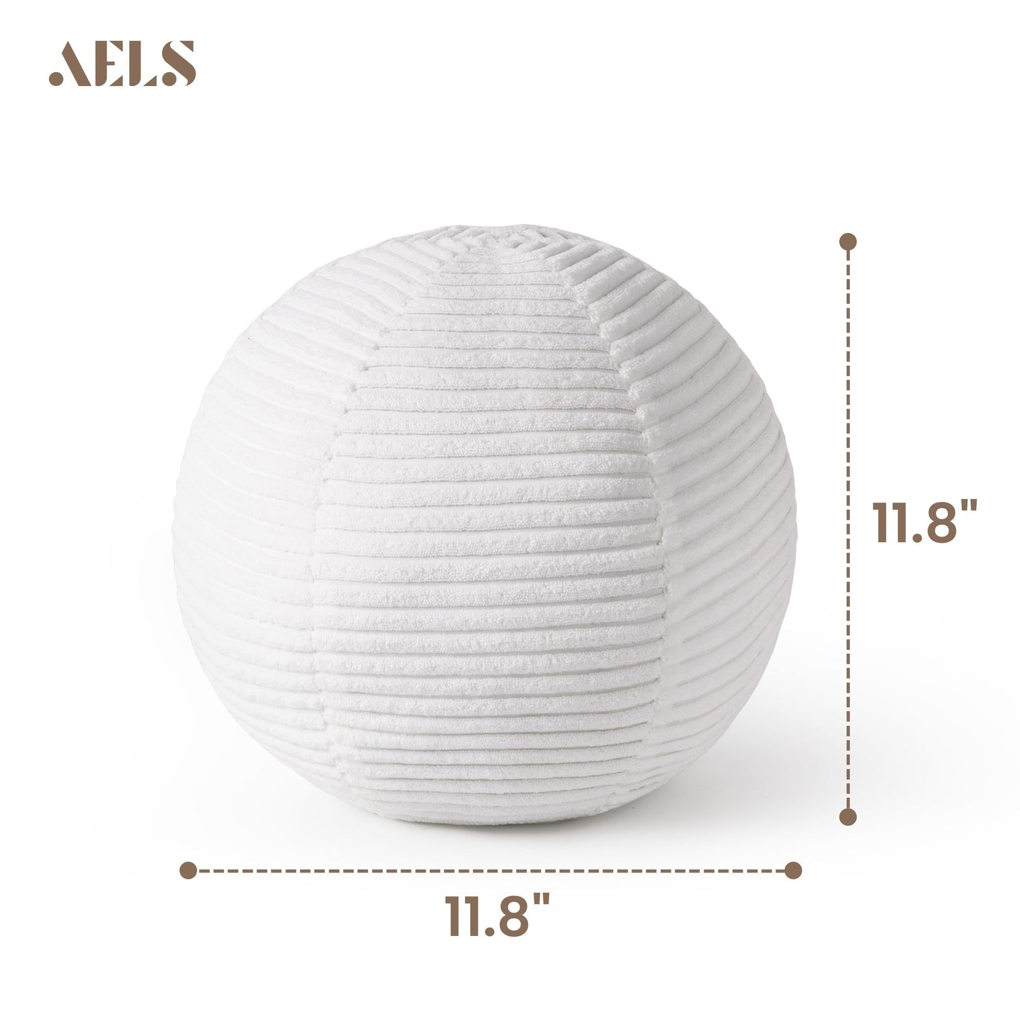 AELS Round Decorative Throw Pillows, Set of 2, 11.8"& 10" Corduroy Striped Ball Pillow Set for Couch Sofa Living Room Bedroom Nursery Decor, Mid Century Modern Home Decor, Sage Green
