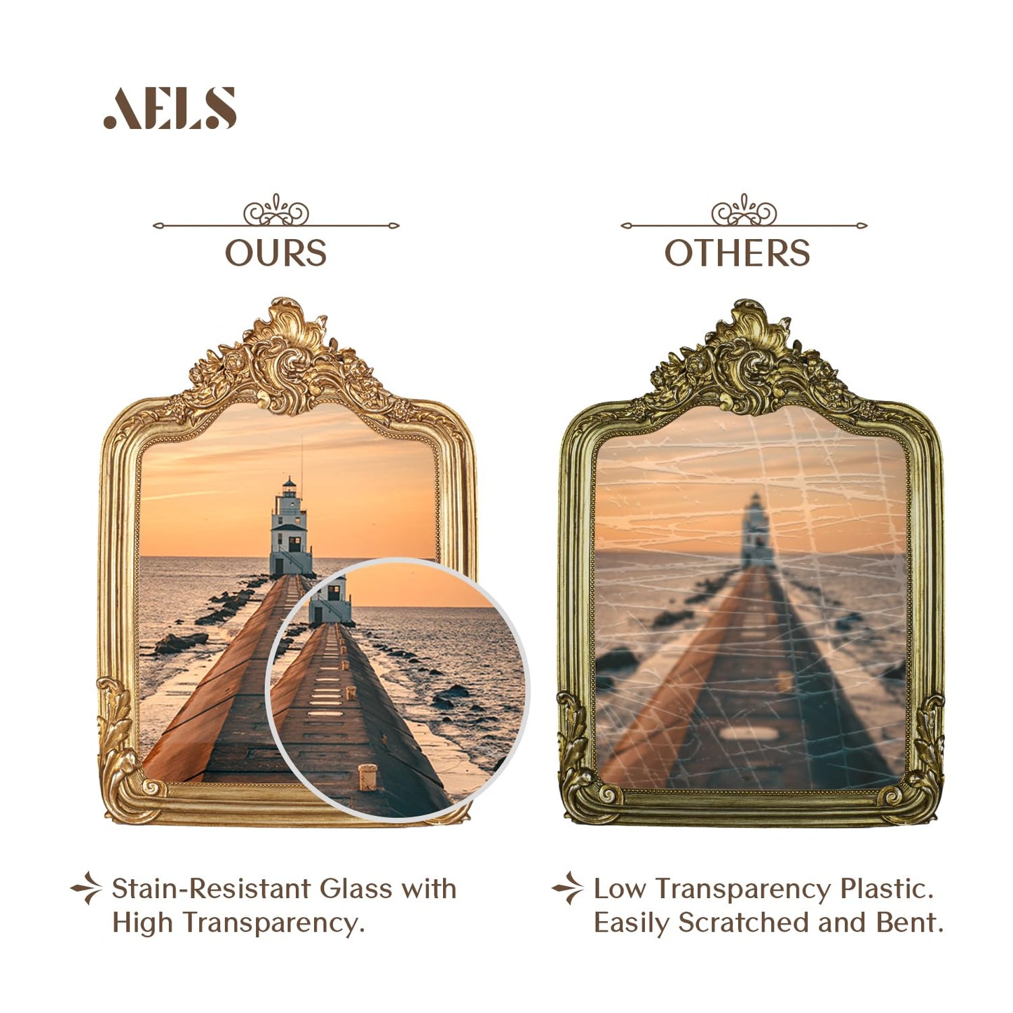 AELS 8x10 Inch Vintage Picture Frame, Elegant Antique Photo Frames with Glass Front, Photo Display, Tabletop Wall Hanging, Gift Ideas, Gold and Sage Green