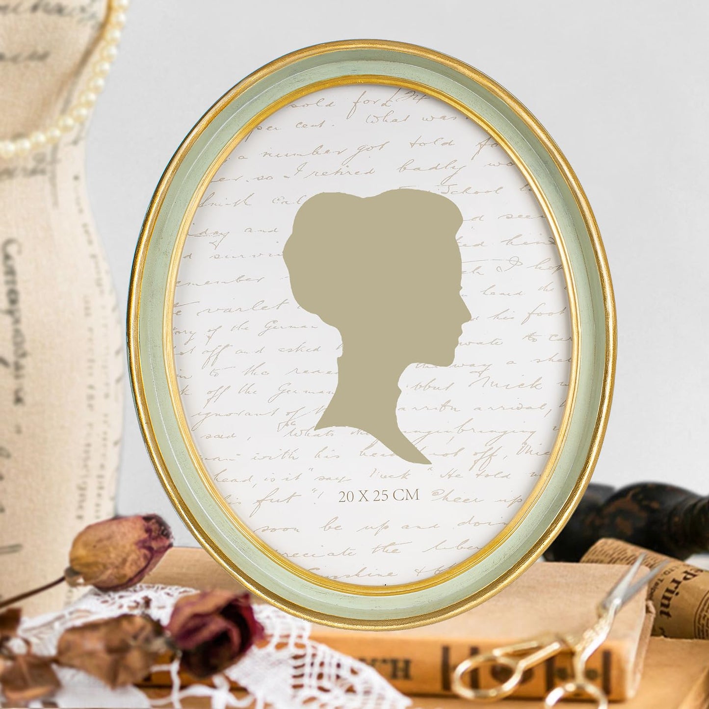 AELS 4x4 Inch Vintage Picture Frame, Elegant Antique Photo Frames with Glass Front, Photo Display, Tabletop Wall Hanging, Gift Ideas, Off-white Oval with Gold Trim