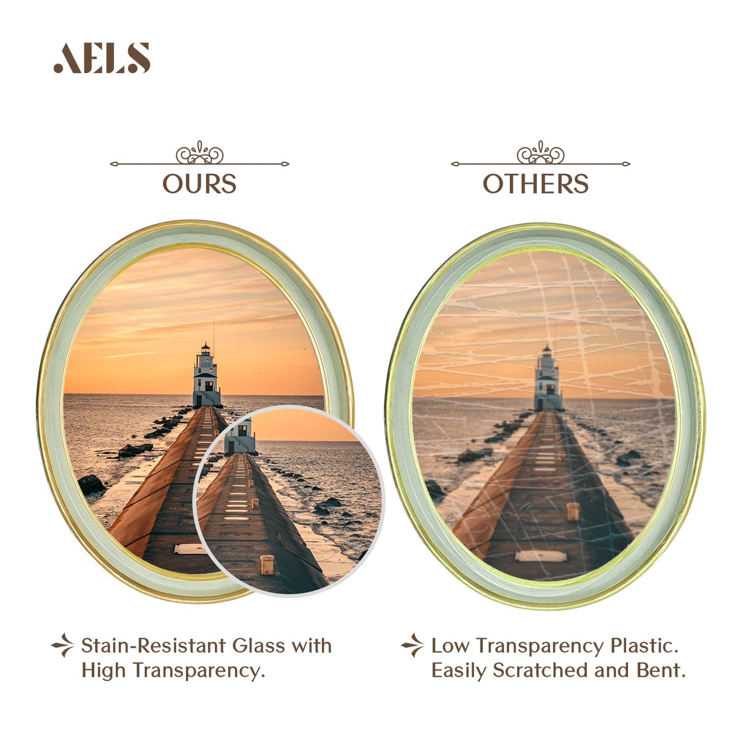 AELS 4x4 Inch Vintage Picture Frame, Elegant Antique Photo Frames with Glass Front, Photo Display, Tabletop Wall Hanging, Gift Ideas, Off-white Oval with Gold Trim