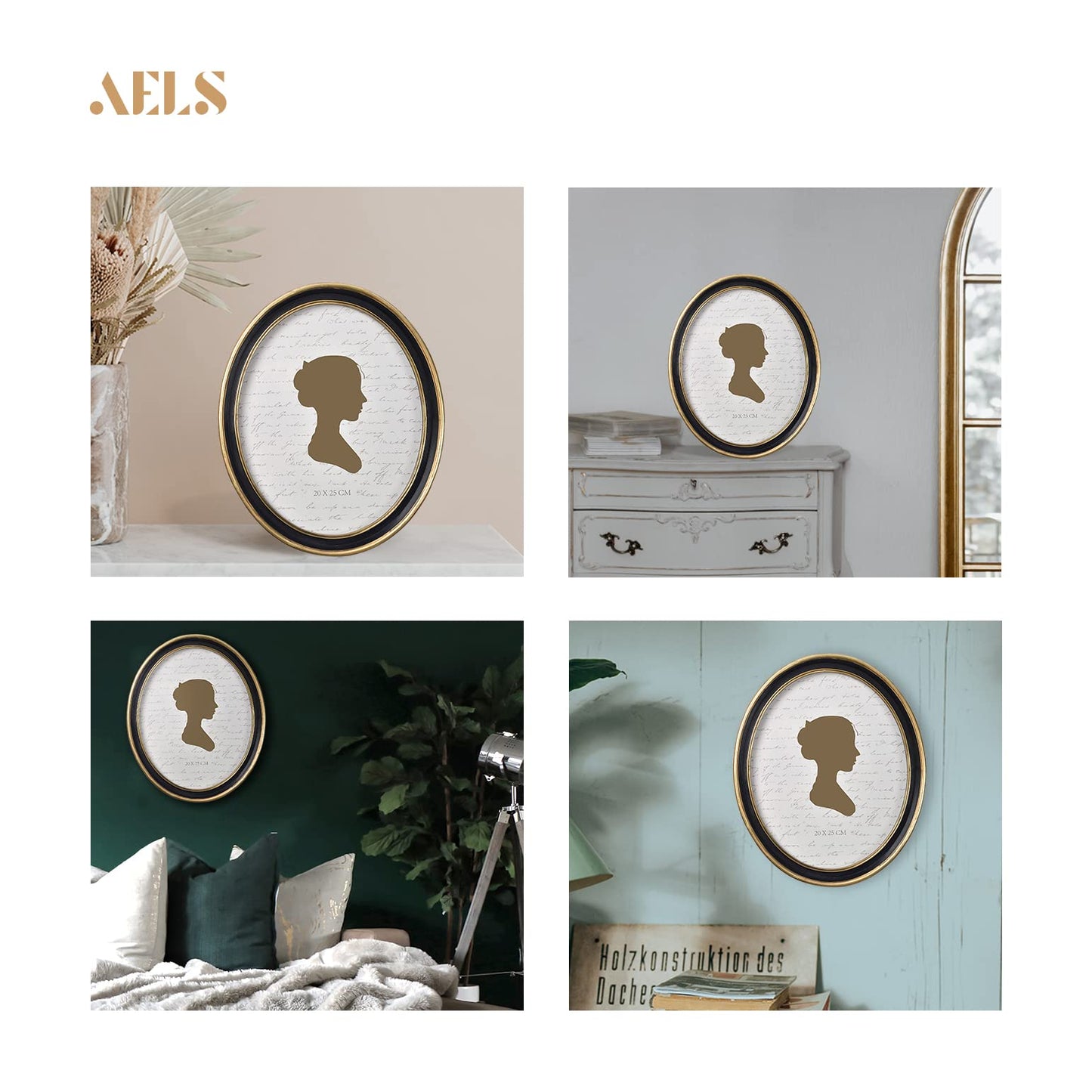 AELS 4x4 Inch Vintage Picture Frame, Elegant Antique Photo Frames with Glass Front, Photo Display, Tabletop Wall Hanging, Gift Ideas, Off-white Oval with Gold Trim