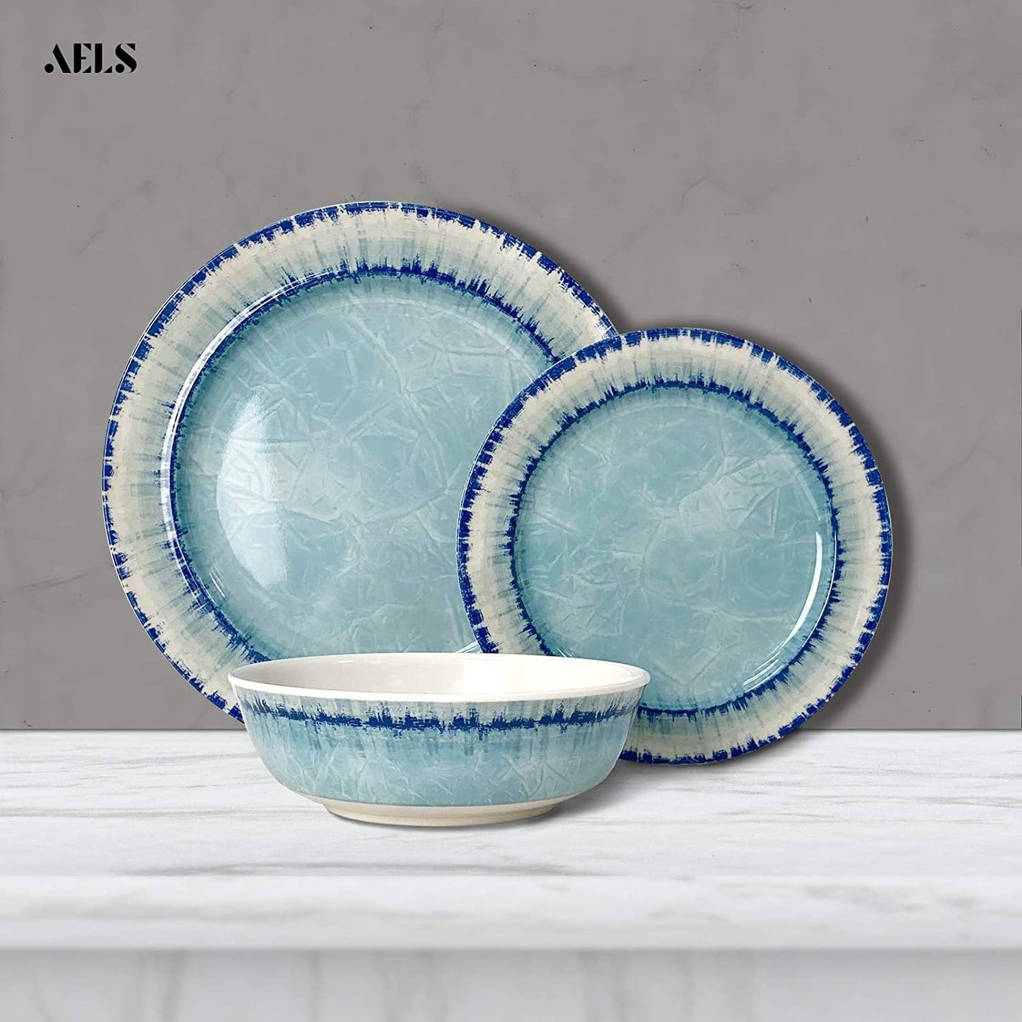 AELS Melamine Dinnerware Set of 12 Pcs Dinner Dishes Set for Indoor and Outdoor Use, Dishwasher Safe, Lightweight Unbreakable, BPA Free, Sage Green
