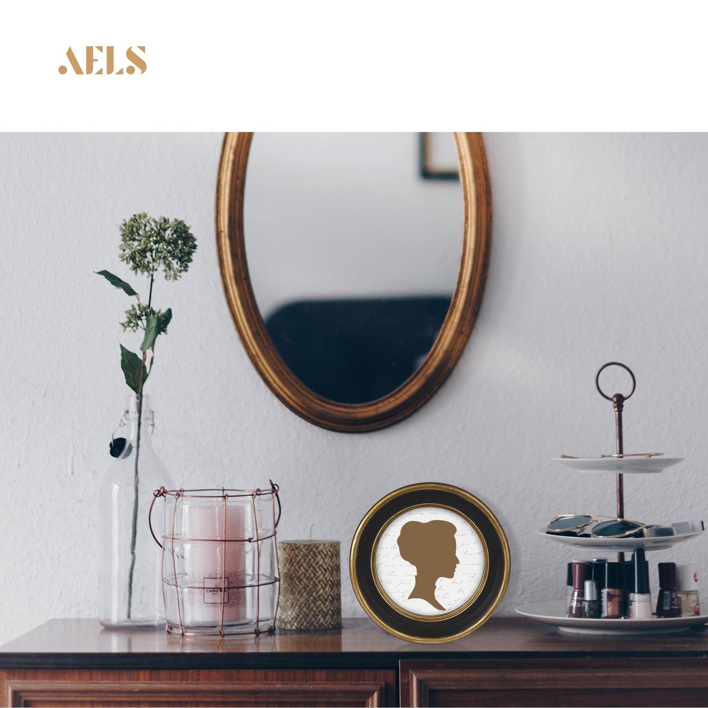 AELS 4x4 Inch Vintage Picture Frame, Elegant Antique Photo Frames with Glass Front, Photo Display, Tabletop Wall Hanging, Gift Ideas, Off-white Oval with Gold Trim