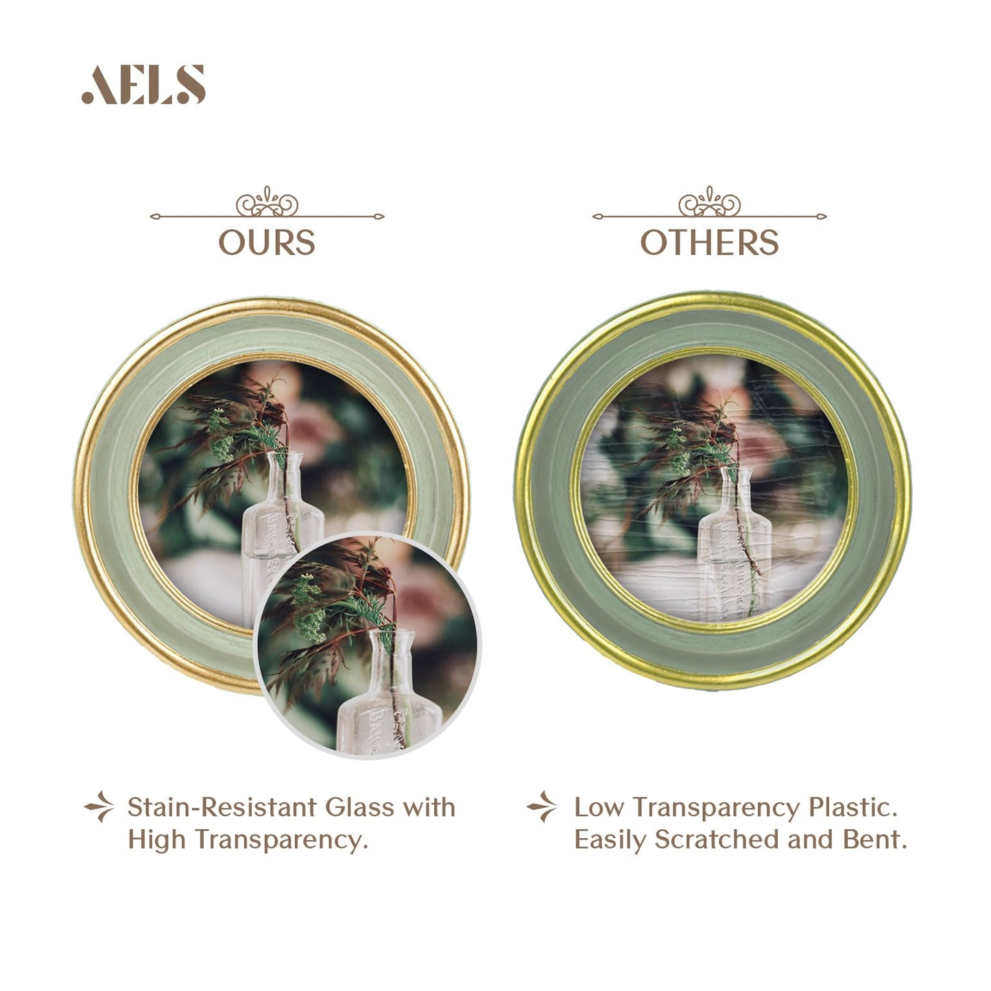 AELS 4x4 Inch Vintage Picture Frame, Elegant Antique Photo Frames with Glass Front, Photo Display, Tabletop Wall Hanging, Gift Ideas, Off-white Oval with Gold Trim