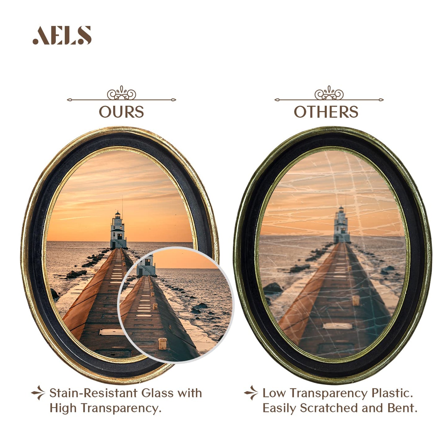AELS 4x4 Inch Vintage Picture Frame, Elegant Antique Photo Frames with Glass Front, Photo Display, Tabletop Wall Hanging, Gift Ideas, Off-white Oval with Gold Trim