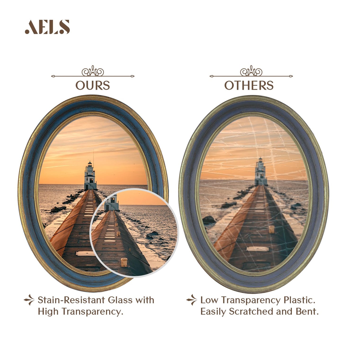 AELS 4x4 Inch Vintage Picture Frame, Elegant Antique Photo Frames with Glass Front, Photo Display, Tabletop Wall Hanging, Gift Ideas, Off-white Oval with Gold Trim