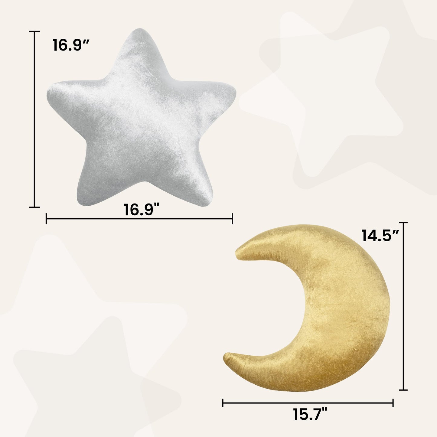 AELS Star Pillow - 19.6" Soft Velvet Star Shaped Decorative Throw Pillow for Couch, Bed, Living Room, Nursery, Home Decor Gift for Christmas, Birthday, Baby Shower, Gold