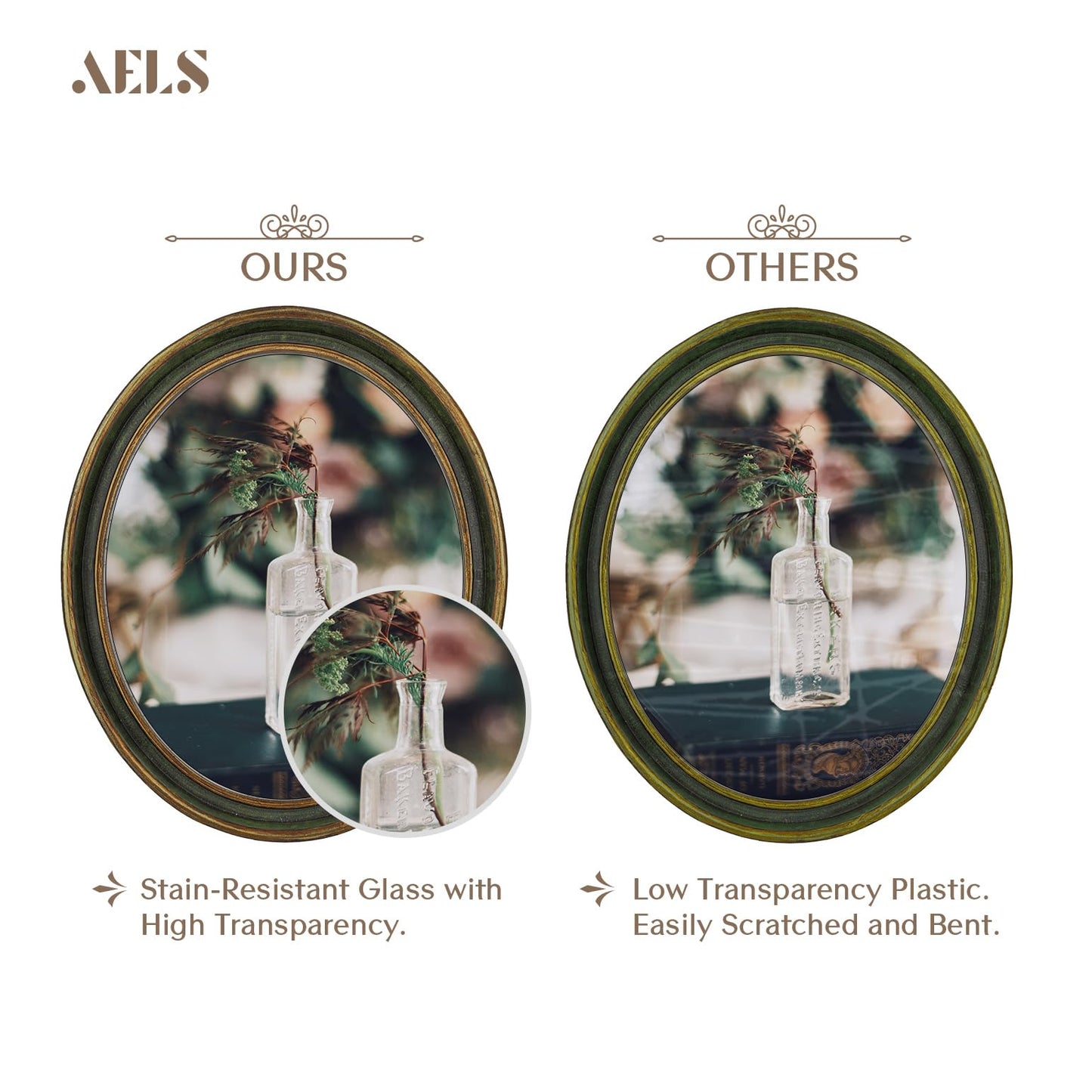 AELS 4x4 Inch Vintage Picture Frame, Elegant Antique Photo Frames with Glass Front, Photo Display, Tabletop Wall Hanging, Gift Ideas, Off-white Oval with Gold Trim