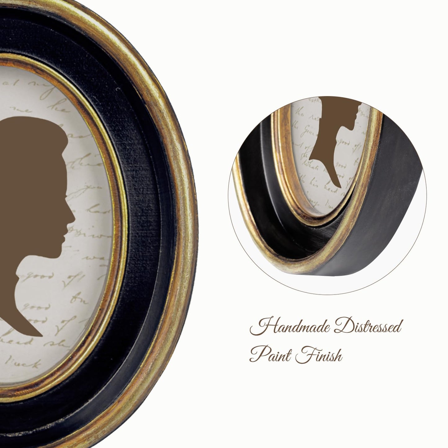 AELS 4x4 Inch Vintage Picture Frame, Elegant Antique Photo Frames with Glass Front, Photo Display, Tabletop Wall Hanging, Gift Ideas, Off-white Oval with Gold Trim