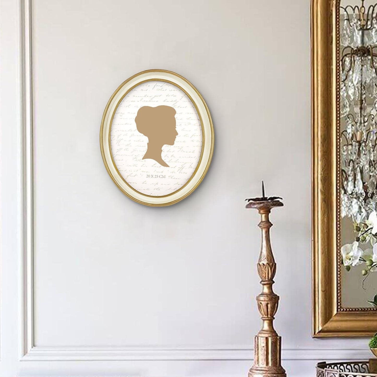 AELS 4x4 Inch Vintage Picture Frame, Elegant Antique Photo Frames with Glass Front, Photo Display, Tabletop Wall Hanging, Gift Ideas, Off-white Oval with Gold Trim