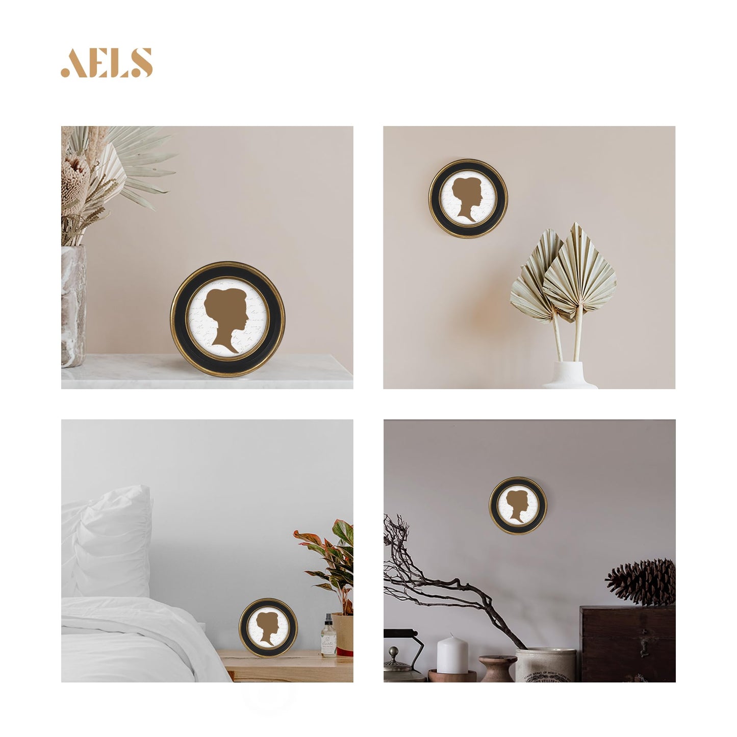 AELS 4x4 Inch Vintage Picture Frame, Elegant Antique Photo Frames with Glass Front, Photo Display, Tabletop Wall Hanging, Gift Ideas, Off-white Oval with Gold Trim