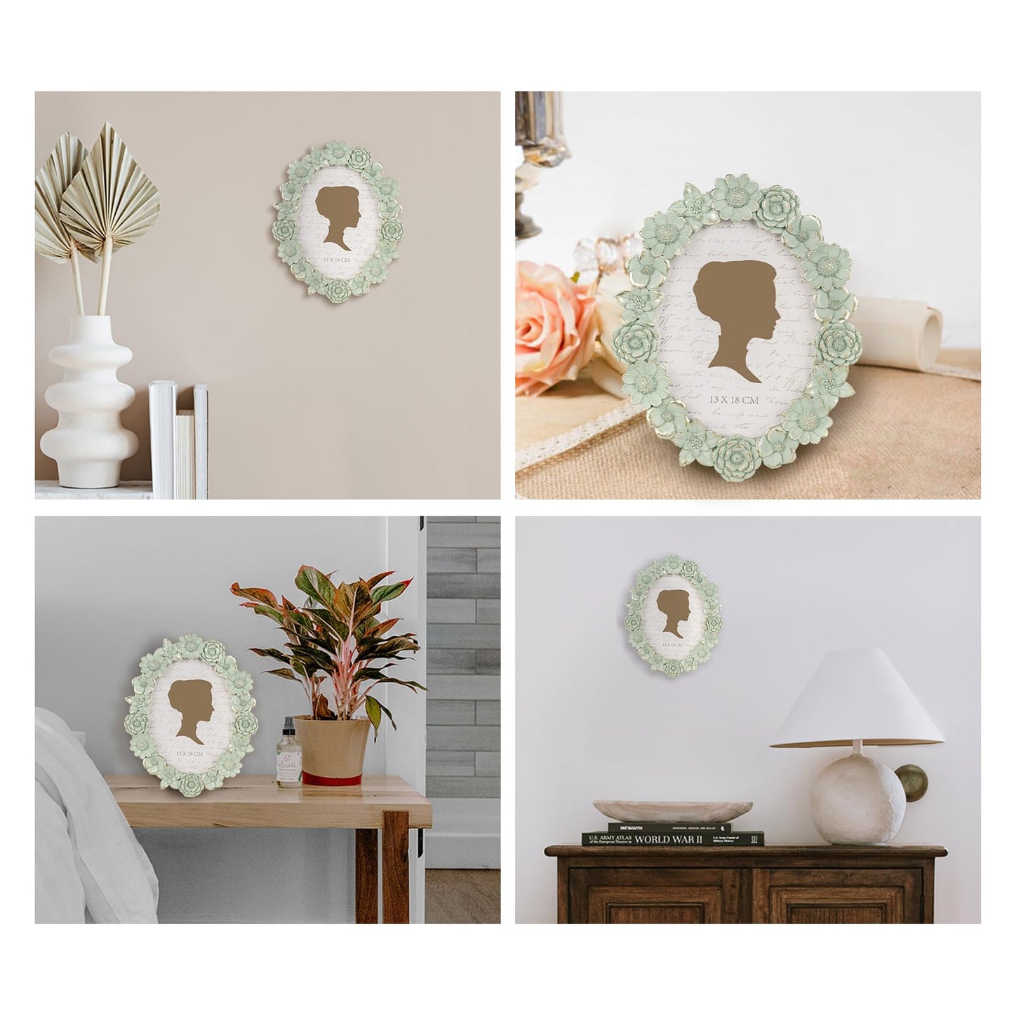 AELS 4x4 Inch Vintage Picture Frame, Elegant Antique Oval Photo Frames with Glass Front, Photo Display, Tabletop Wall Hanging, Gift Ideas, Gold Flower