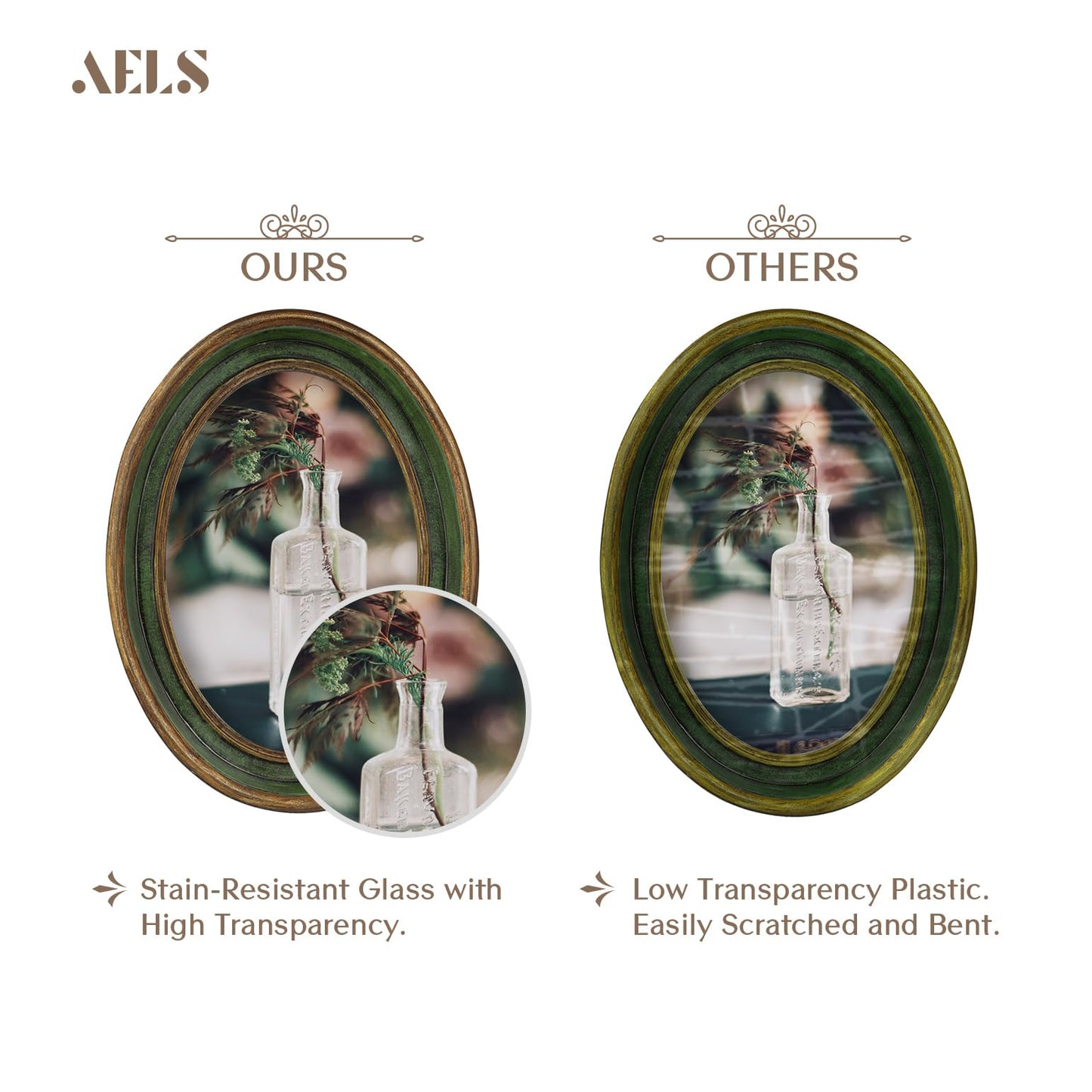 AELS 4x4 Inch Vintage Picture Frame, Elegant Antique Photo Frames with Glass Front, Photo Display, Tabletop Wall Hanging, Gift Ideas, Off-white Oval with Gold Trim