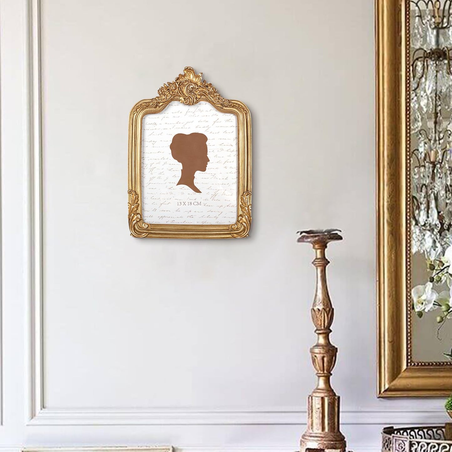 AELS 8x10 Inch Vintage Picture Frame, Elegant Antique Photo Frames with Glass Front, Photo Display, Tabletop Wall Hanging, Gift Ideas, Gold and Sage Green