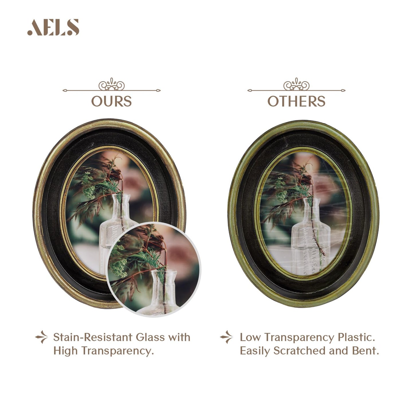 AELS 4x4 Inch Vintage Picture Frame, Elegant Antique Photo Frames with Glass Front, Photo Display, Tabletop Wall Hanging, Gift Ideas, Off-white Oval with Gold Trim