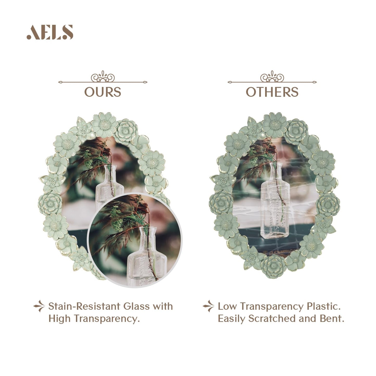 AELS 4x4 Inch Vintage Picture Frame, Elegant Antique Oval Photo Frames with Glass Front, Photo Display, Tabletop Wall Hanging, Gift Ideas, Gold Flower