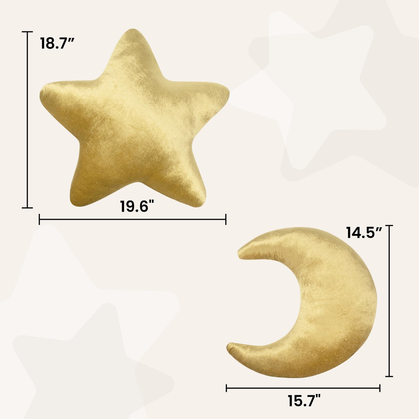 AELS Star Pillow - 19.6" Soft Velvet Star Shaped Decorative Throw Pillow for Couch, Bed, Living Room, Nursery, Home Decor Gift for Christmas, Birthday, Baby Shower, Gold