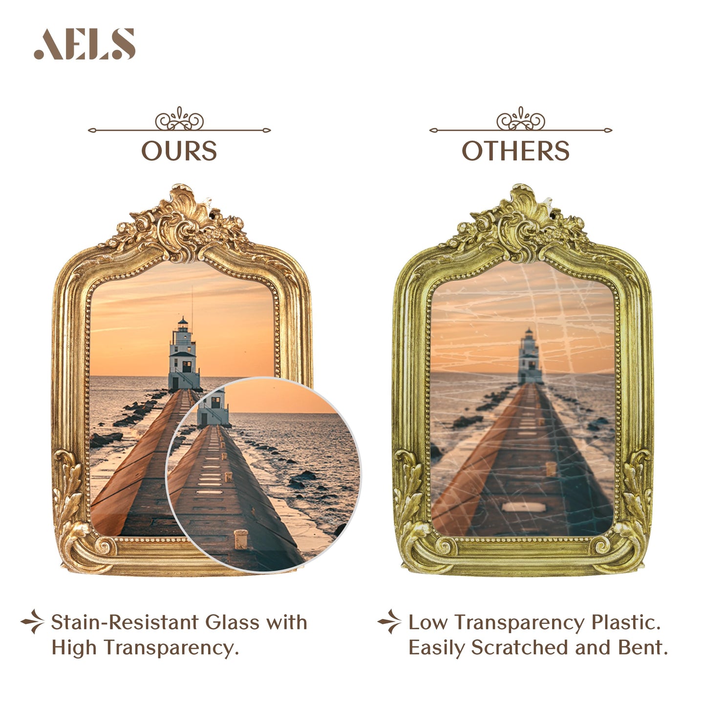 AELS 8x10 Inch Vintage Picture Frame, Elegant Antique Photo Frames with Glass Front, Photo Display, Tabletop Wall Hanging, Gift Ideas, Gold and Sage Green