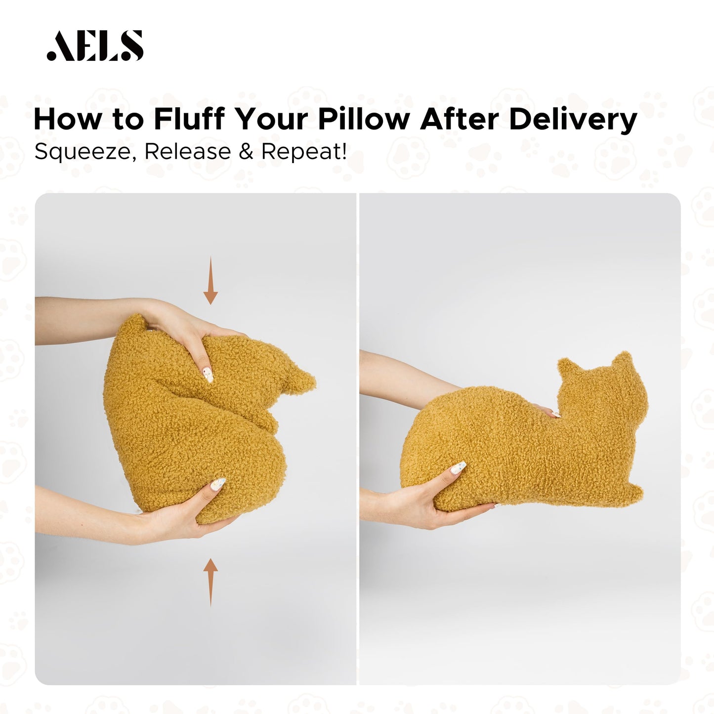 AELS Cat Shaped Chicken Nugget Pillow, 17.3" & 23.2" Set of 2, Cat Plush Pillow, Cute Kitten Throw Pillows for Sofa Couch Living Room Bedroom Nursery Party Decoration, Gift for Cat Lovers
