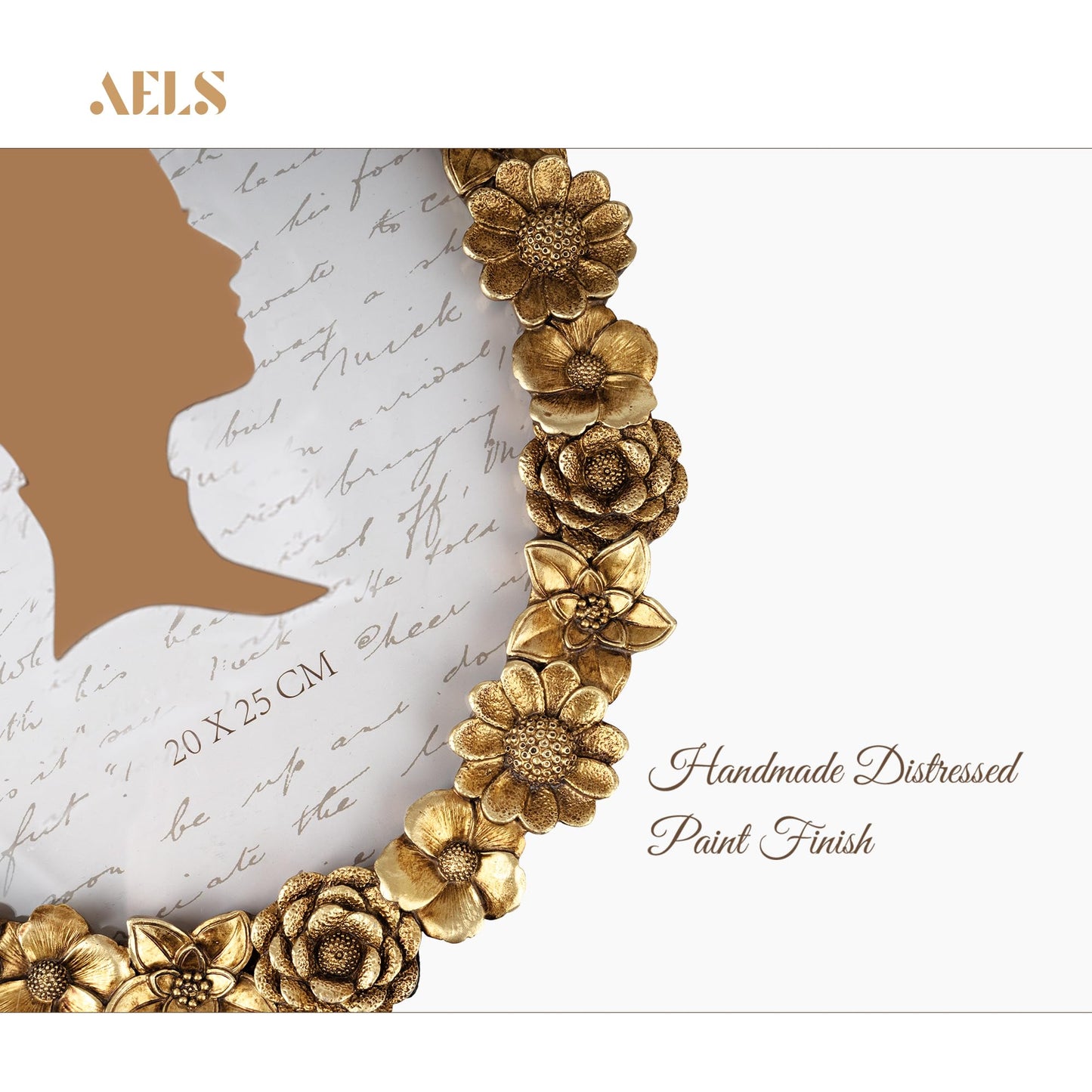 AELS 4x4 Inch Vintage Picture Frame, Elegant Antique Oval Photo Frames with Glass Front, Photo Display, Tabletop Wall Hanging, Gift Ideas, Gold Flower