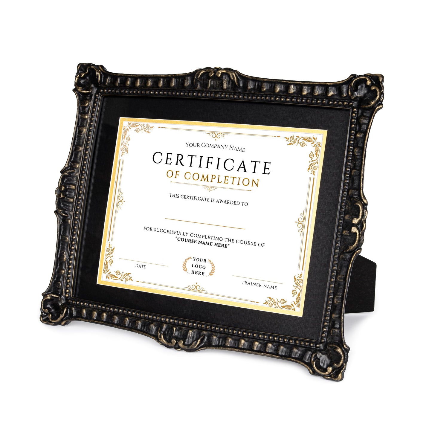AELS 11" x 14" Diploma Frame for Wall and Tabletop Display, Vintage College Degree Document Certificate Frame with HD Glass, Fits 8.5" x 11" Certificates with Mat or 11" x 14" without Mat, Black with Gold Trim