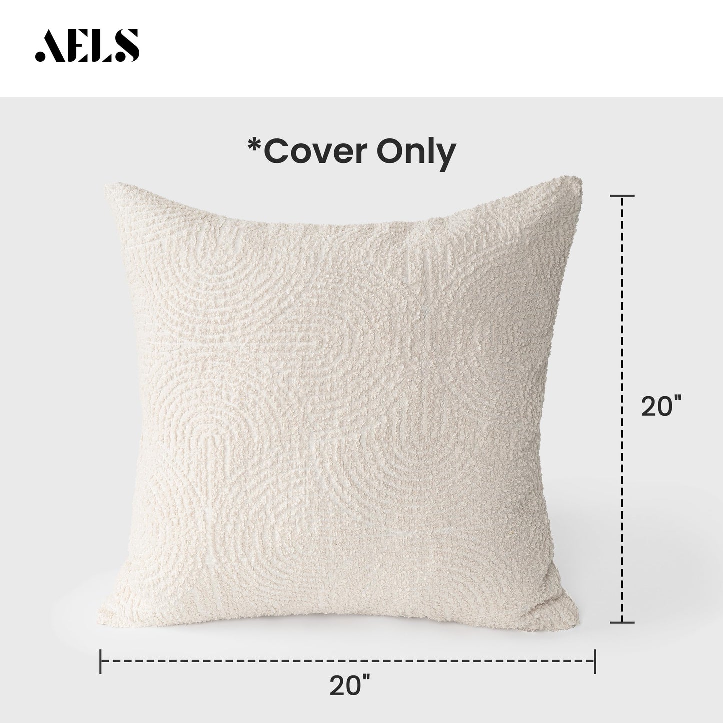 AELS Boho Decorative Textured Throw Pillow Covers 18x18, Modern Mid Century Rainbow Tufted Pillow Case, Farmhouse Rustic Geometric Woven Cushion Case for Bed Couch Sofa, Creamy White