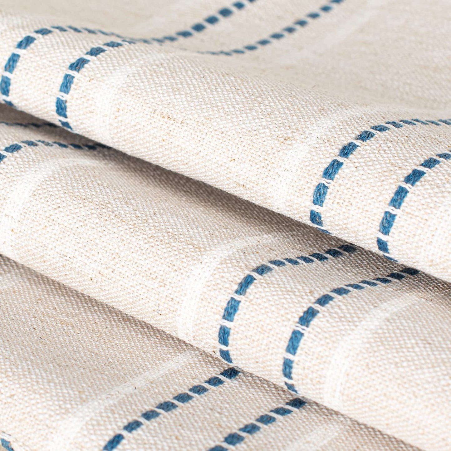 AELS 18x18 Decorative Farmhouse Linen Throw Pillow Covers, Boho Textured Pillow Case, Set of 2, Beige with White & Brown Stitch Yarn Dyed Stripe Cushion Cover for Sofa Couch Living Room (Cover ONLY)